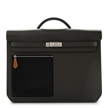 Hermes Evercolor Evergrain Barenia Kelly Depeches 36 Briefcase Vert De Gris Black Fauve 1 of 10