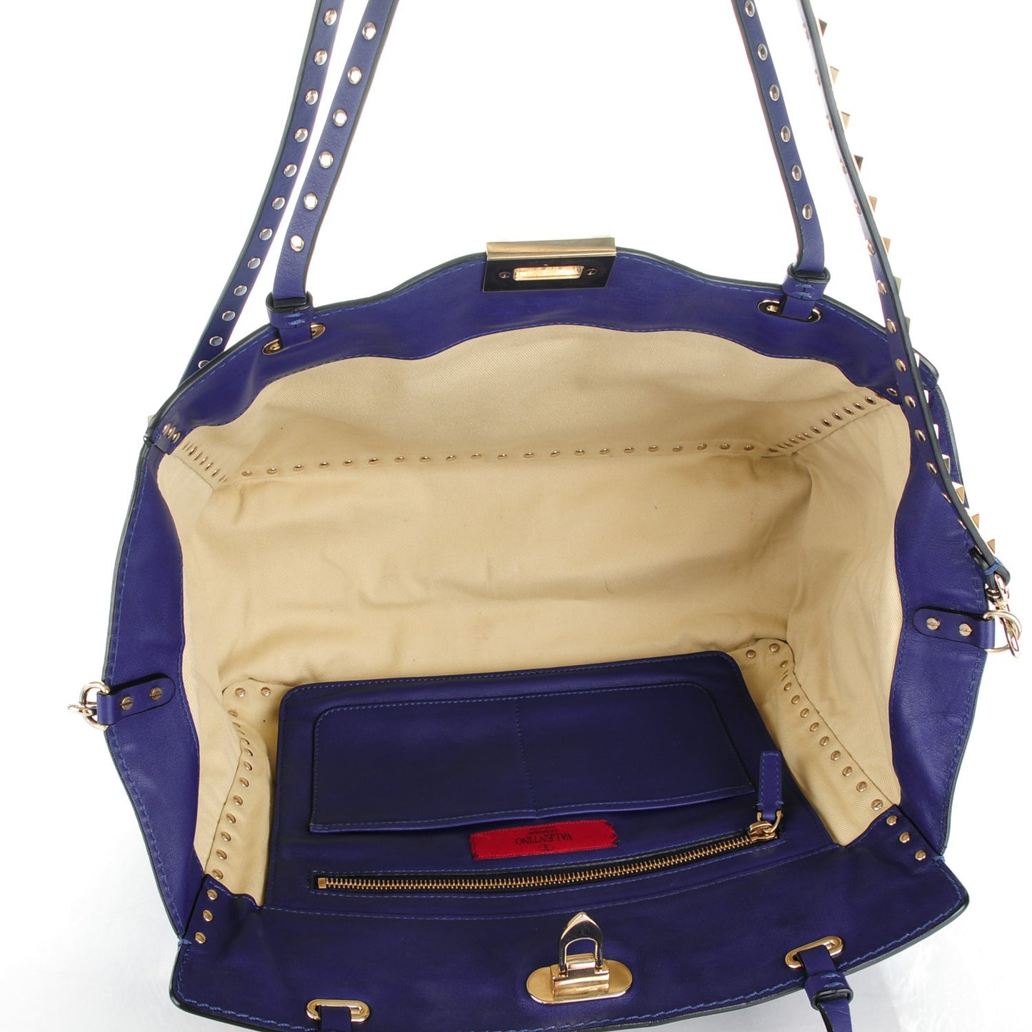 Vitello Medium Rockstud Tote Blue China