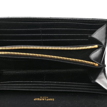 Saint Laurent SAINT LAURENT Grain De Poudre Matelasse Chevron Monogram Flap Wallet Black 8 of 8