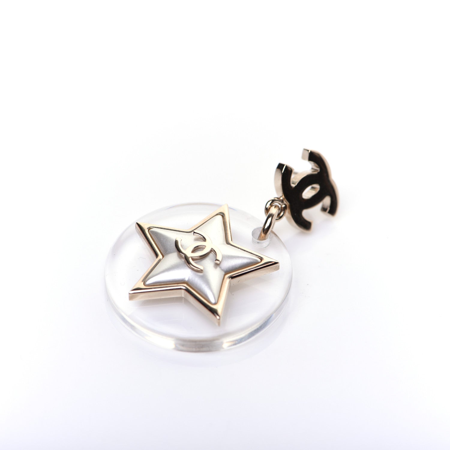 Chanel Resin Enamel CC Star Heart Earrings Gold 7 of 8
