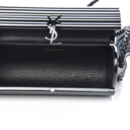Saint Laurent Ribbed Plexiglass Lambskin Fringe Monogram Opium Box Bag Black 5 of 9