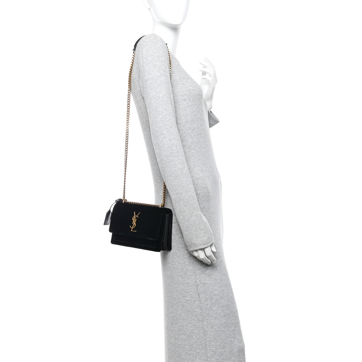 Saint Laurent Velvet Small Monogram Sunset Black 2 of 11