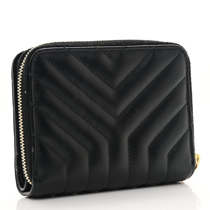 Saint Laurent Calfskin Matelasse Joan Compact Zip Around Wallet Black 3 of 9