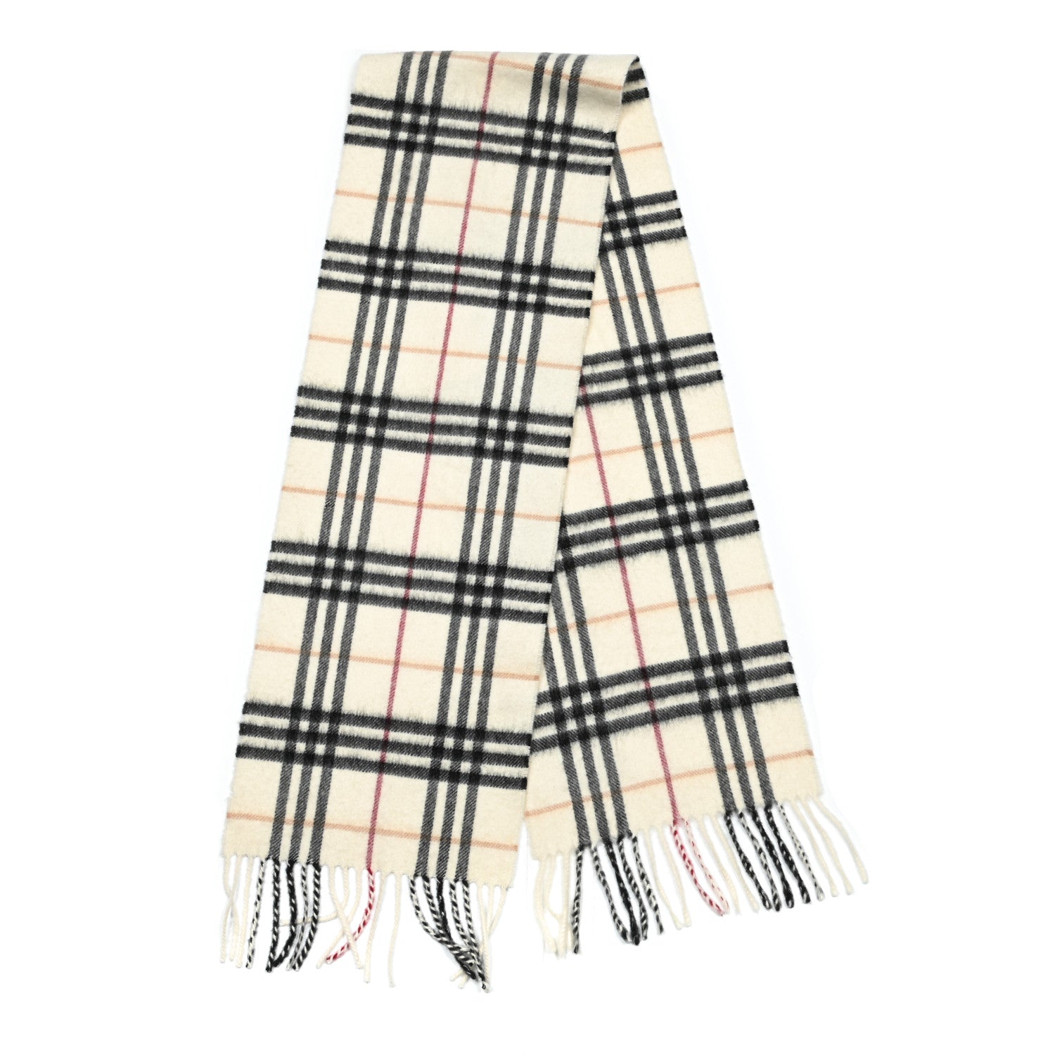 Burberry Cashmere House Check Fringe Scarf White 2 of 3