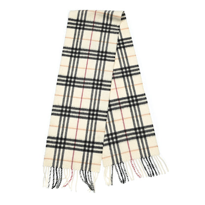 Burberry Cashmere House Check Fringe Scarf White 2 of 3
