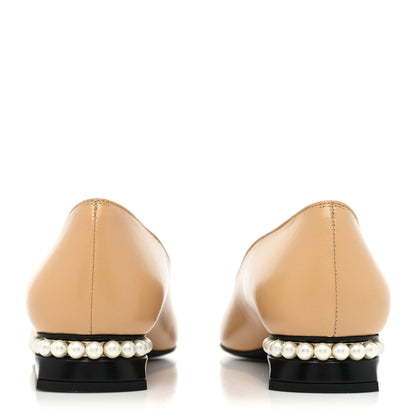 Chanel Lambskin Pearl Cap Toe CC Flats 36 Beige Black 4 of 12
