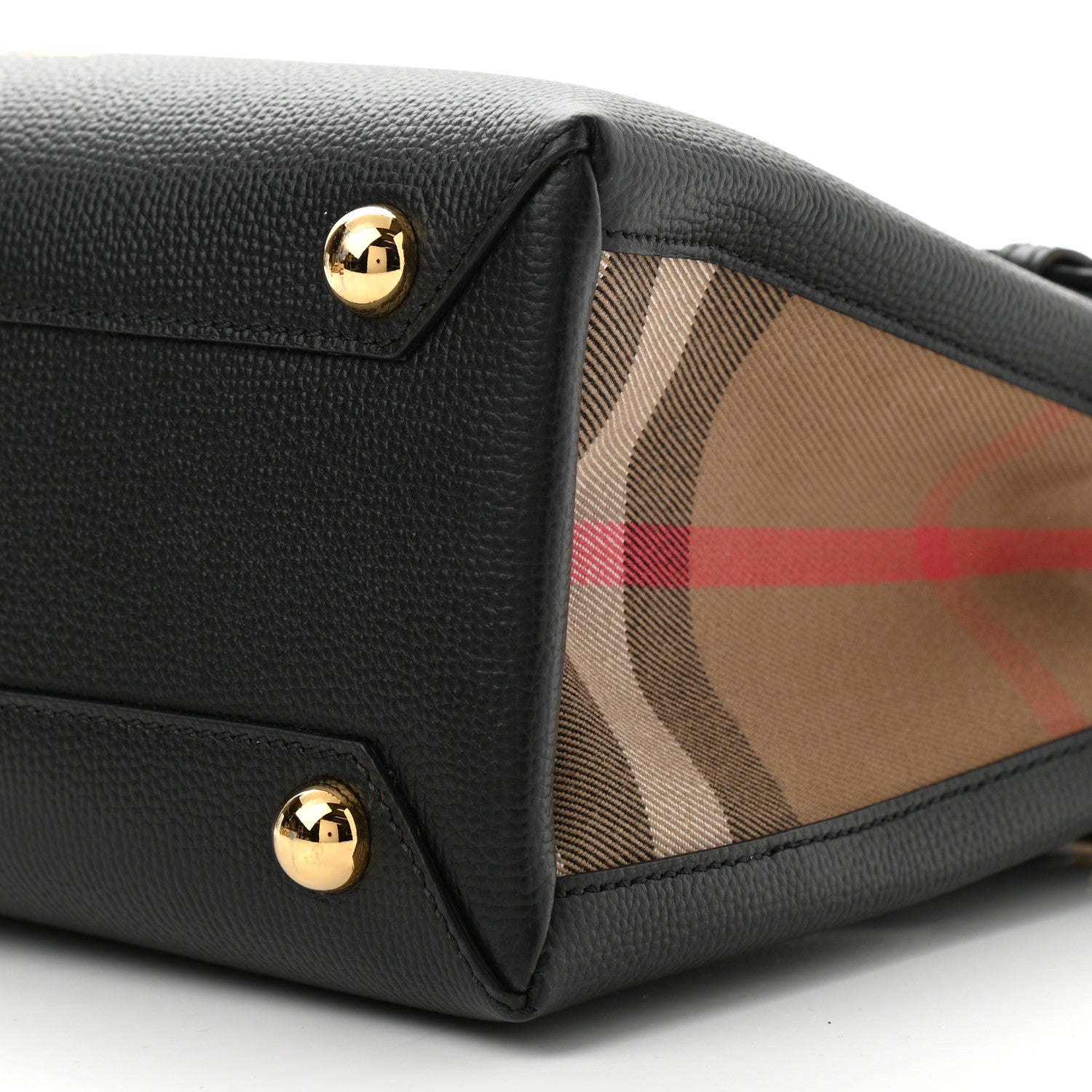 Burberry Derby Calfskin House Check Small Banner Tote Black 10 of 10