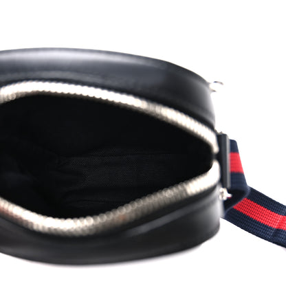 Gucci GG Supreme Monogram Appia Calfskin Web Small Camera Messenger Bag Black Grey 5 of 10