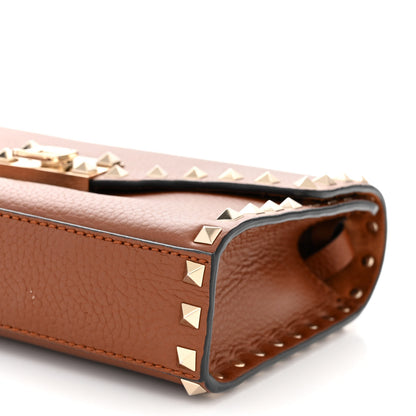 Valentino Garavani Pebbled Calfskin Medium Rockstud Flip Lock Crossbody Bag Saddle Brown 9 of 11