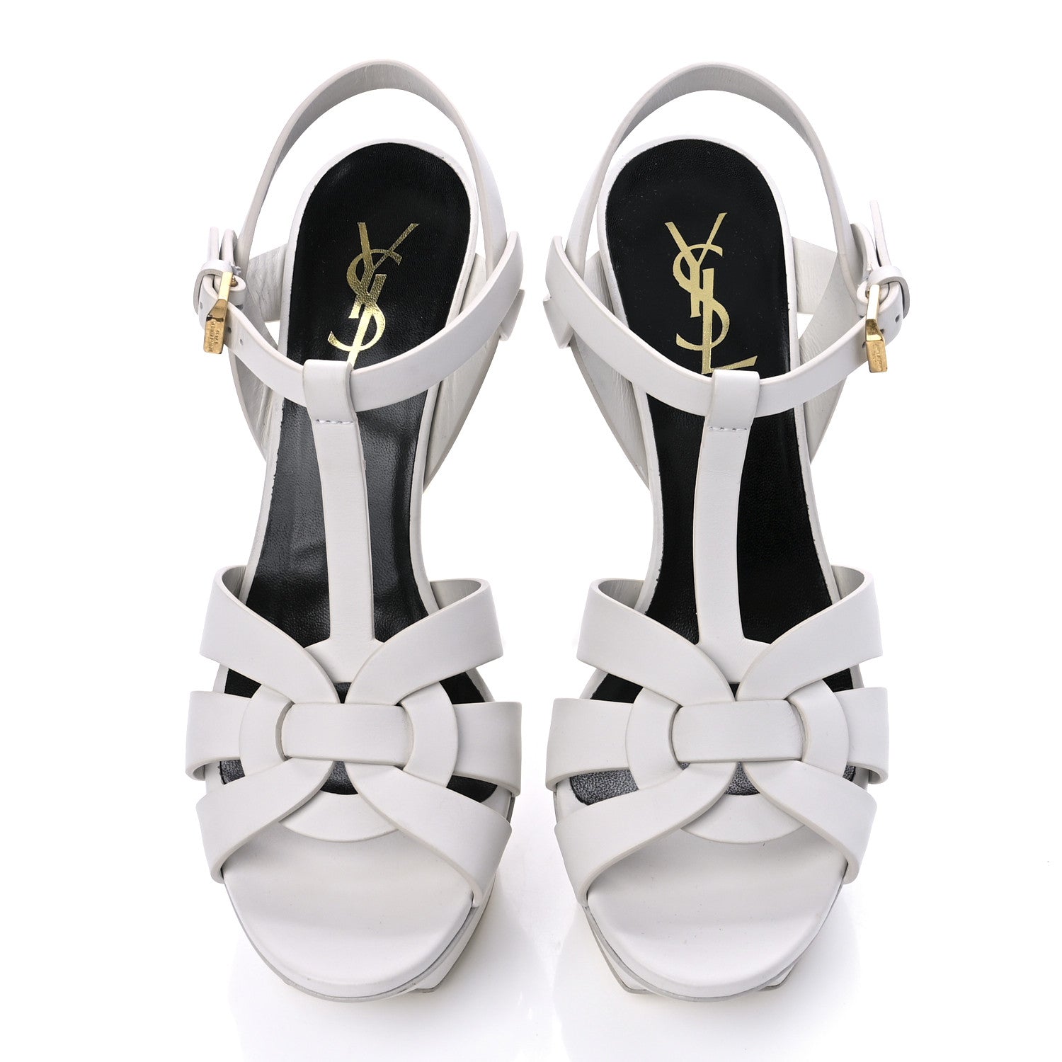 Saint Laurent Calfskin Tribute 75 Platform Sandals 38.5 White 5 of 10