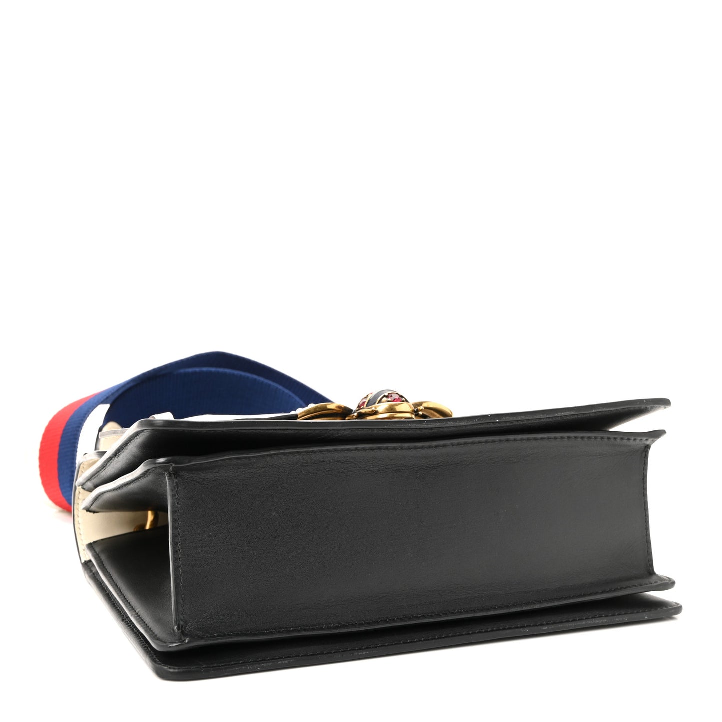 Calfskin Sylvie Web Small Queen Margaret Top Handle Bag Black White