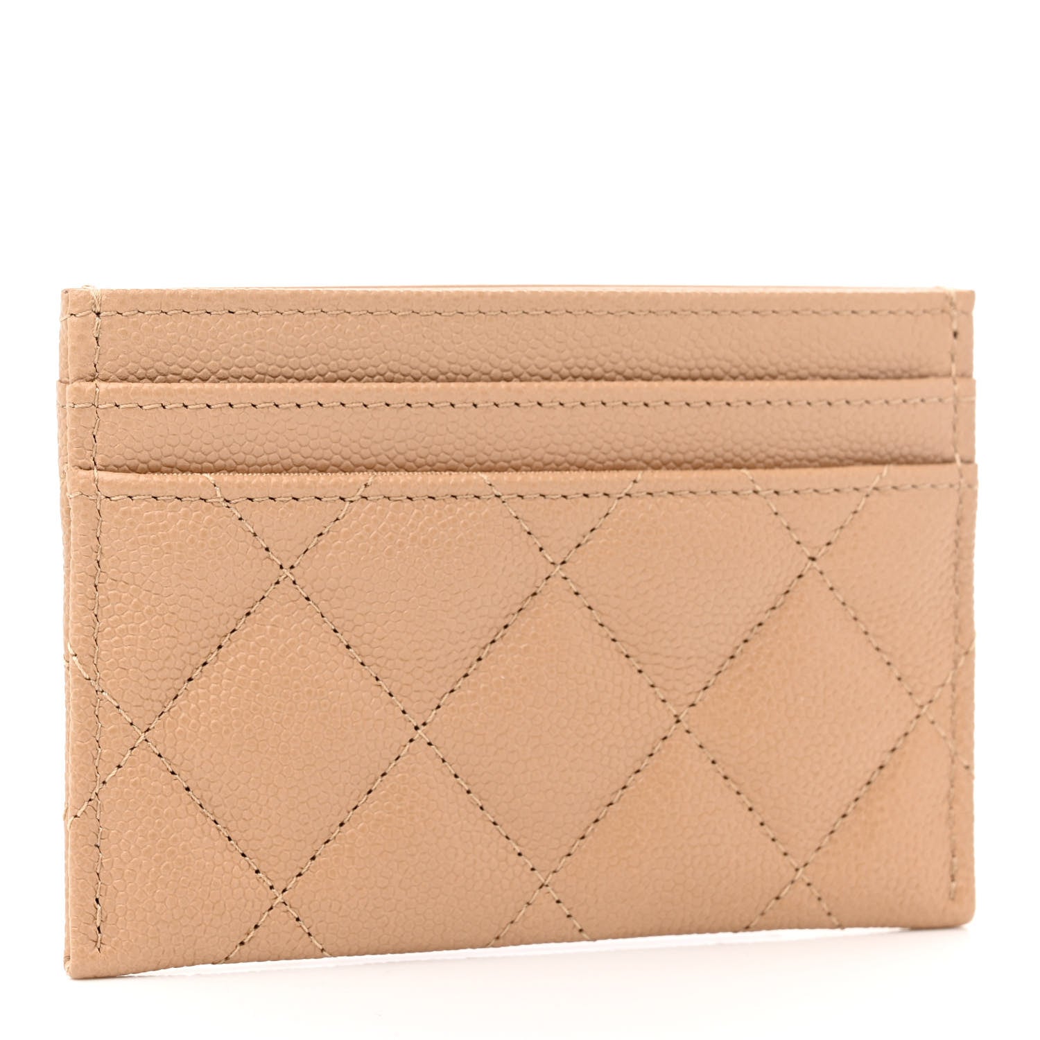 Chanel Caviar Quilted Crystal Card Holder Beige 2 of 8