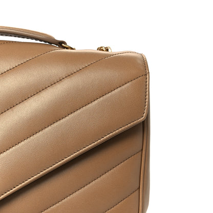Saint Laurent Lambskin Chevron Quilted Medium LouLou Natural Tan 12 of 15