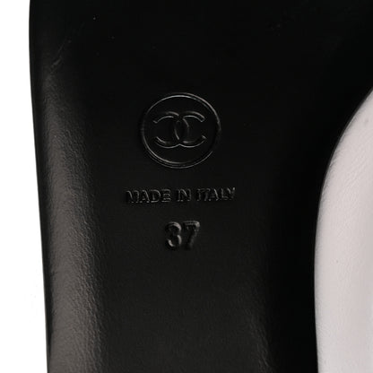 Chanel Calfskin Grosgrain Cap Toe CC Moccasin Loafers 37 White Black 7 of 10