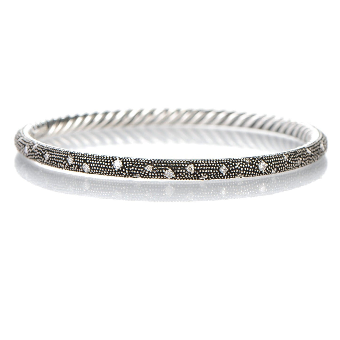 Sterling Silver Diamond 4mm Midnight Melange Bangle Bracelet