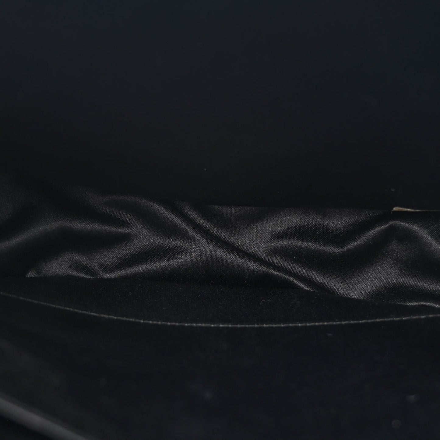 Satin Quilted Half Moon Flap Black