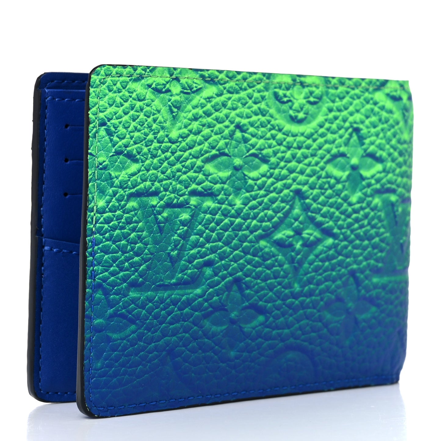 Taurillon Illusion Slender Wallet Bleu Vert
