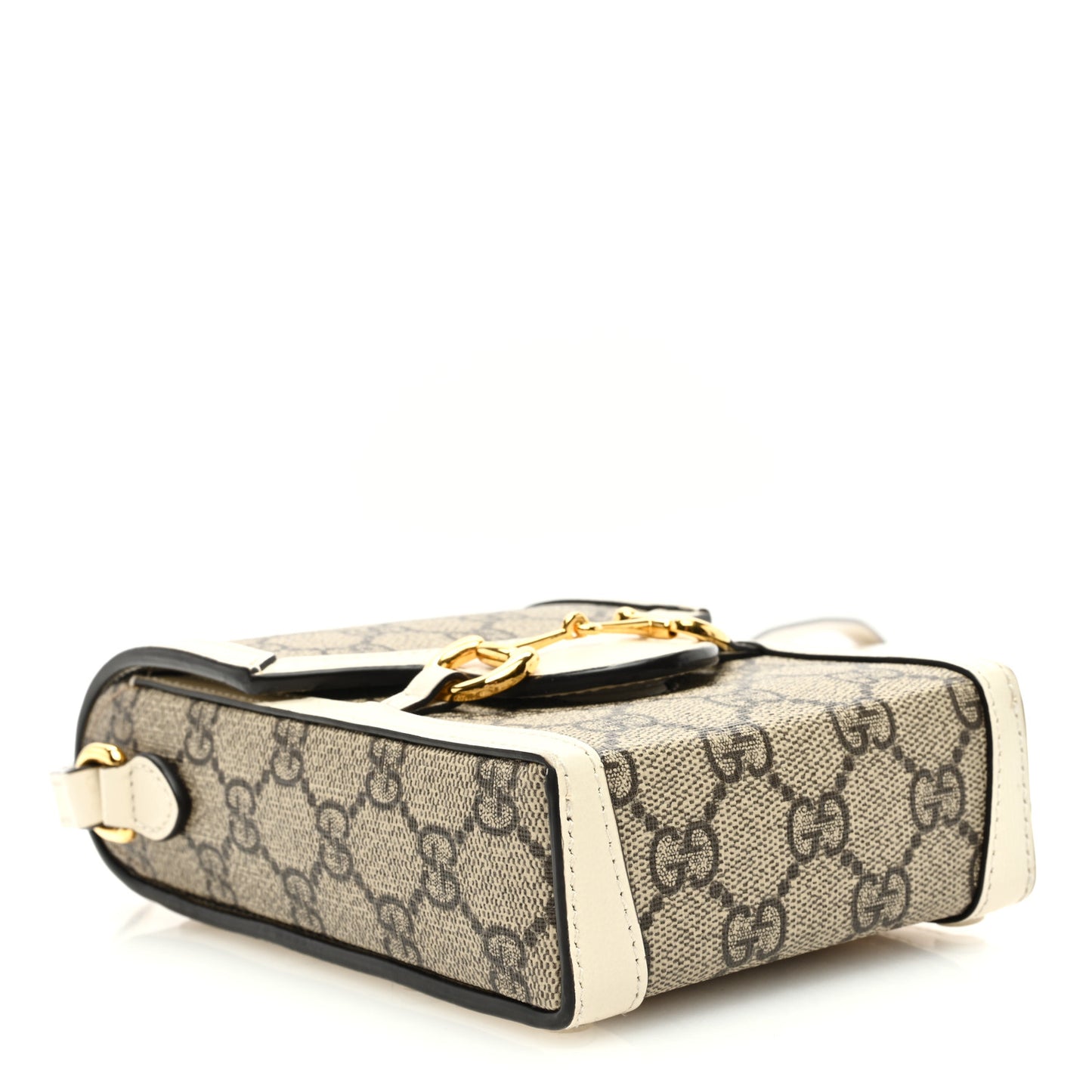GG Supreme Monogram Azalea Calfskin Mini Horsebit 1955 Crossbody Bag Beige Ebony Mystic White