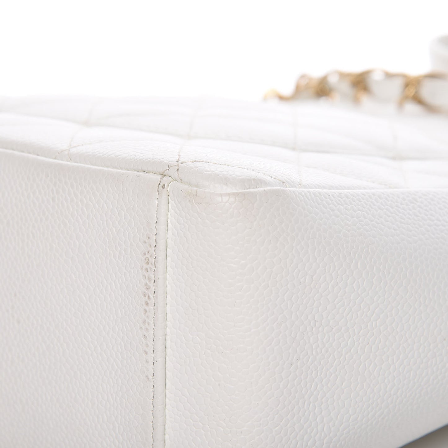 Caviar Quilted Petit Shopping Tote PST White