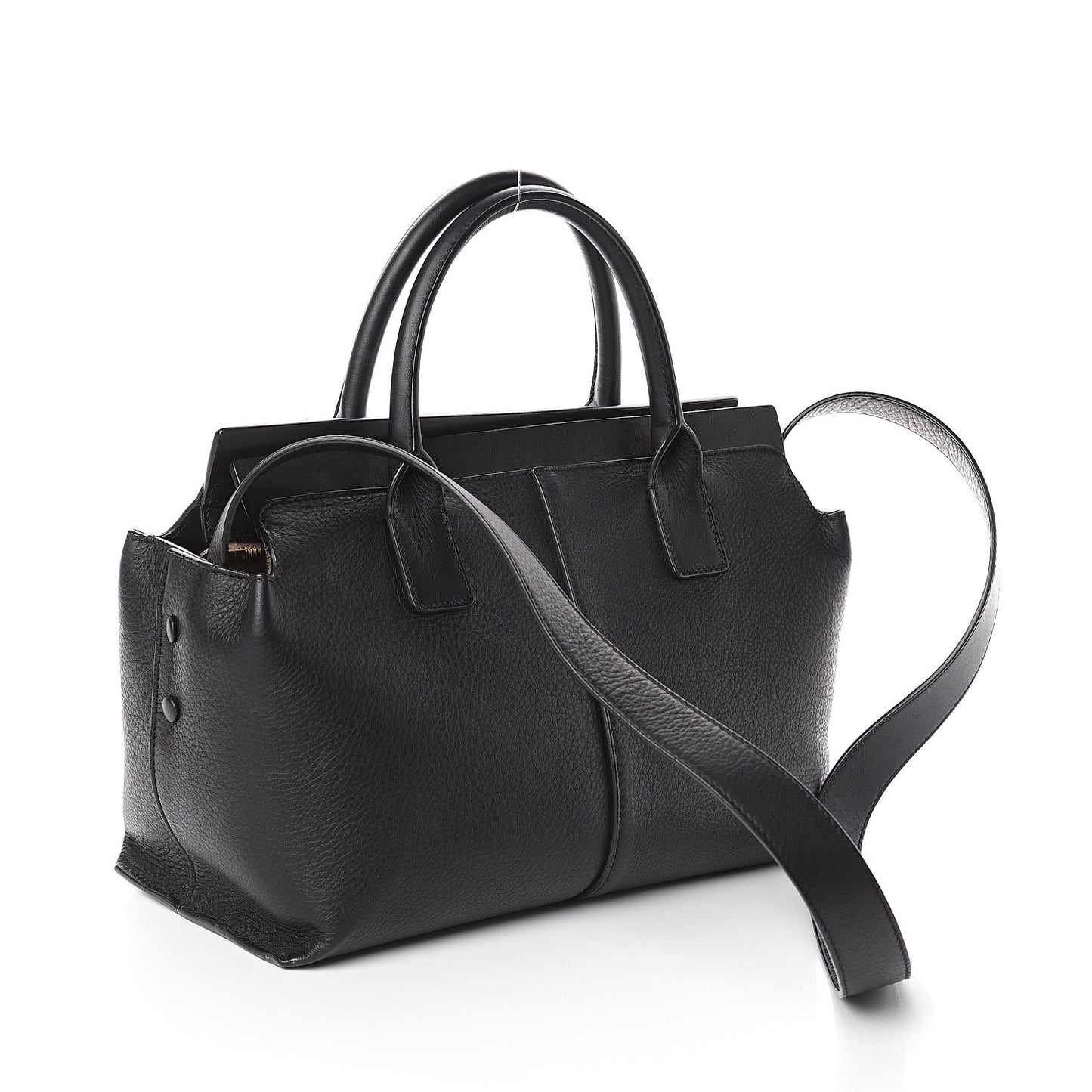 Grained Calfskin Small Cate Satchel Black