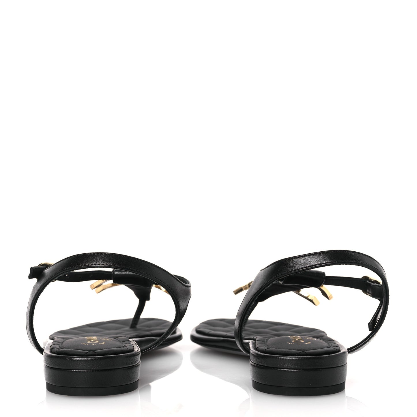 Lambskin CC Thong Sandals 36 Black