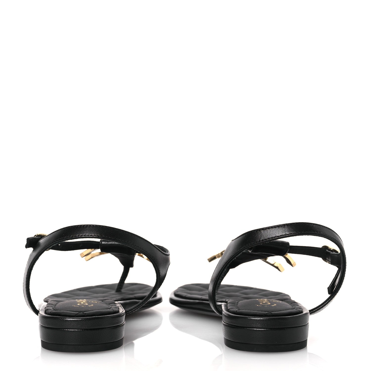 Chanel Lambskin CC Thong Sandals 36 Black 6 of 11