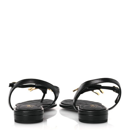 Chanel Lambskin CC Thong Sandals 36 Black 6 of 11