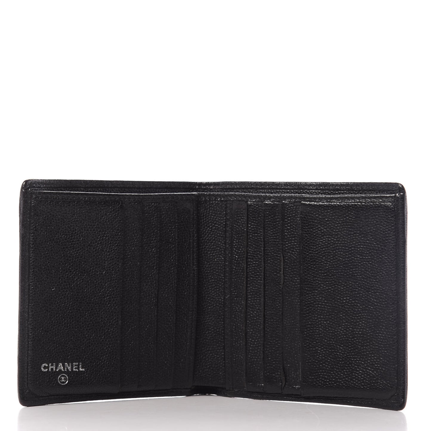 Caviar CC Button Bi-Fold Wallet Black