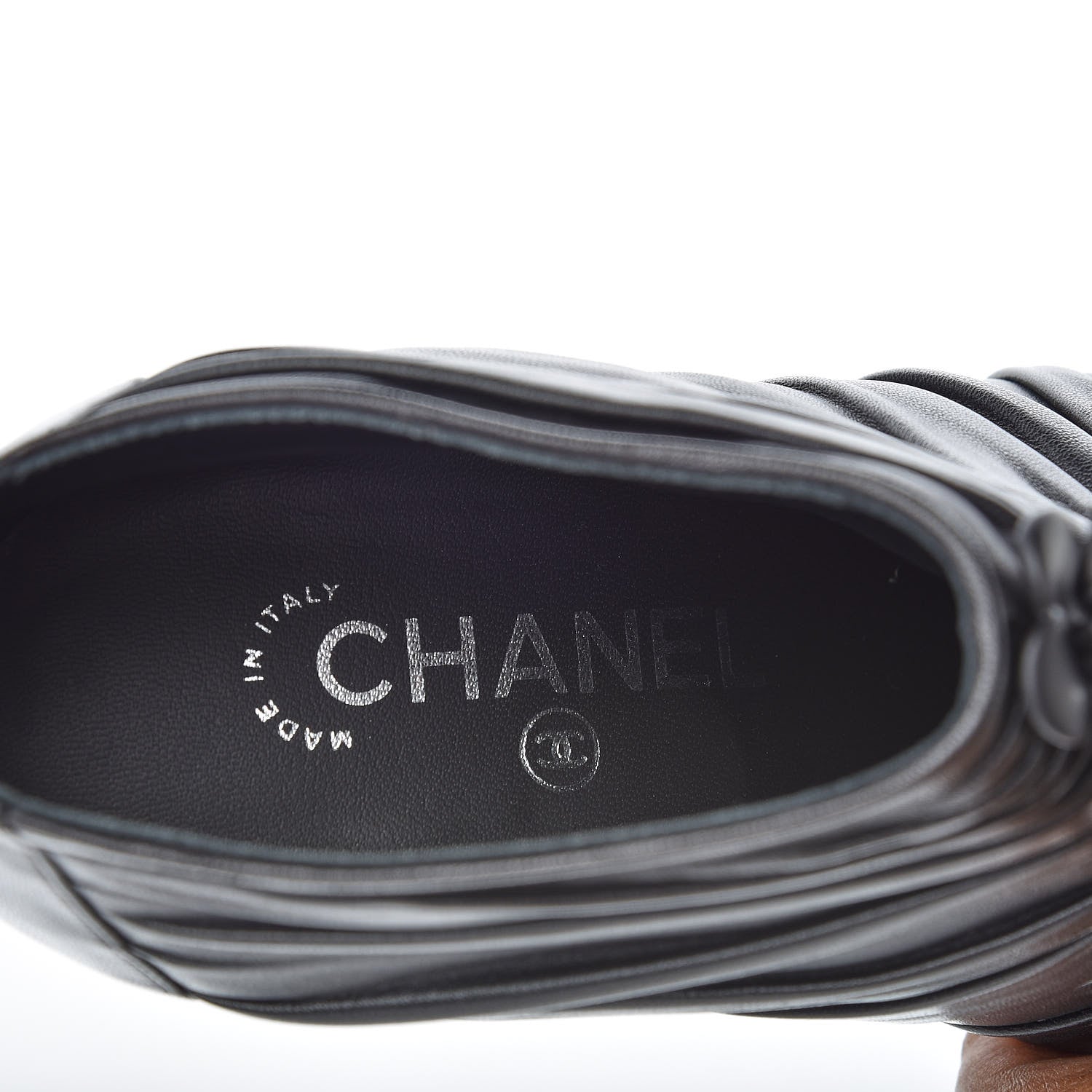 Chanel Calfskin Camellia Flowers Cap Toe Booties 36.5 Black 8 of 9