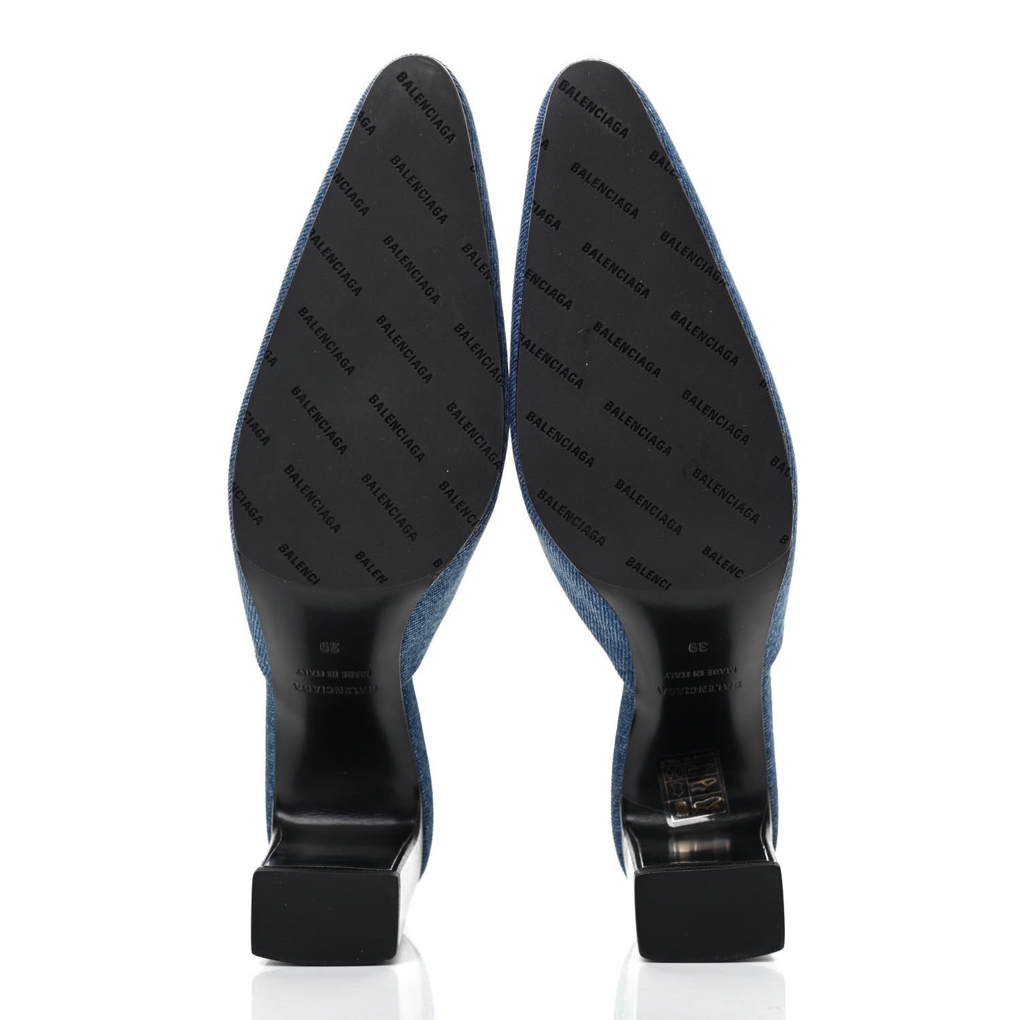 Denim Block Heel Mules 39 Blue