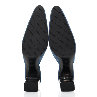 Balenciaga Denim Block Heel Mules 39 Blue 5 of 13