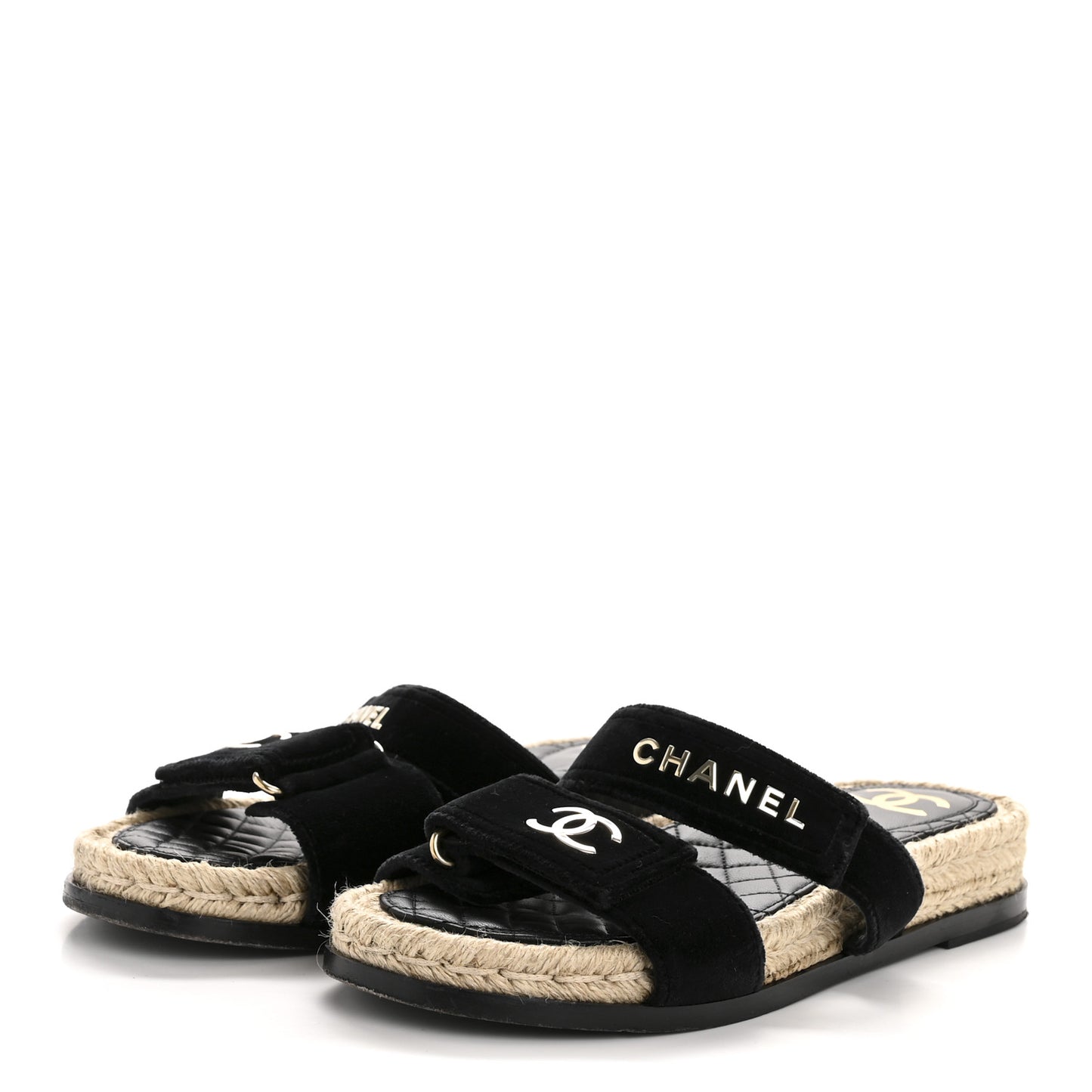 Velvet Elastic Flat Mules 39 Black