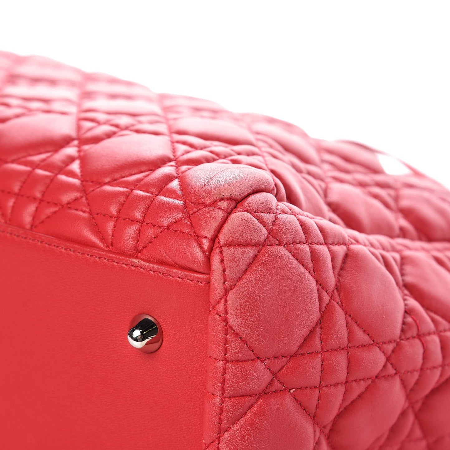 Lambskin Cannage Large Dior Soft Shopping Tote Coral