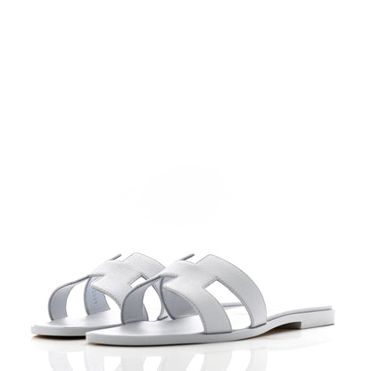 Hermes Epsom Oran Sandals 38.5 Bleu Glacier 4 of 10
