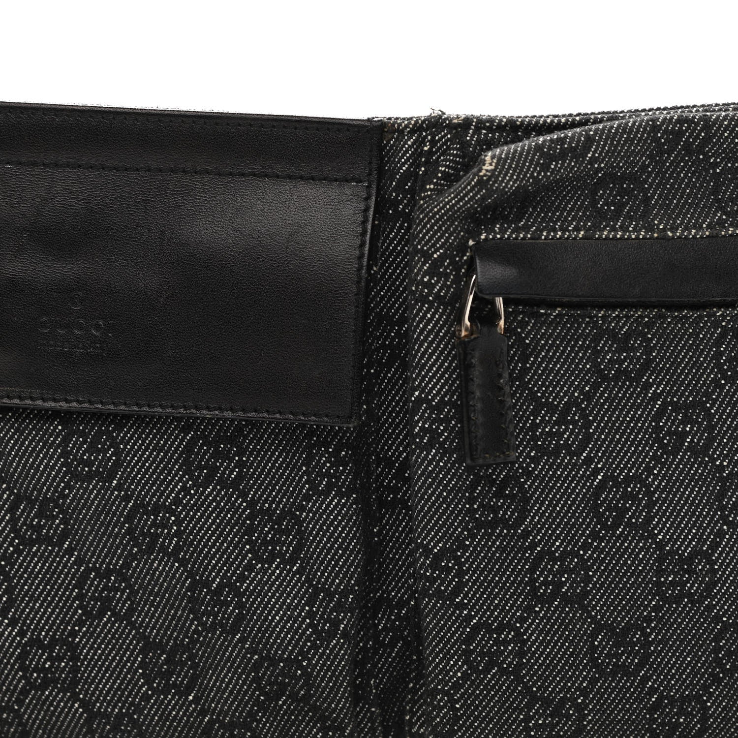 Gucci Denim Monogram Double Pocket Belt Bag Black 18 of 31