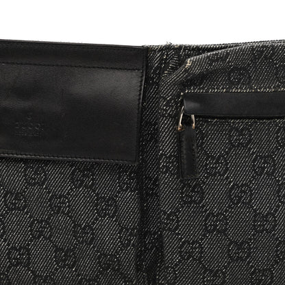 Gucci Denim Monogram Double Pocket Belt Bag Black 18 of 31
