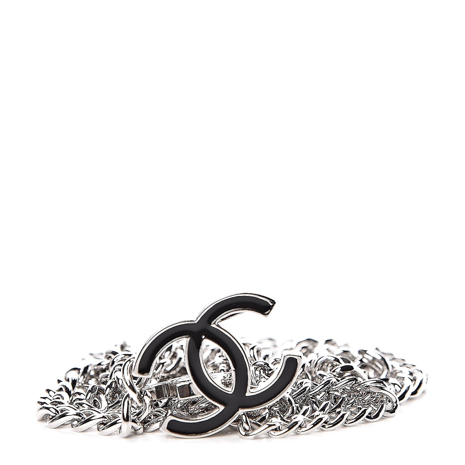 Chanel Enamel CC Chain Logo Belt Silver Black 3 of 5