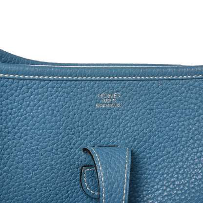 Hermes Taurillon Clemence Evelyne III PM Blue Jean 6 of 8