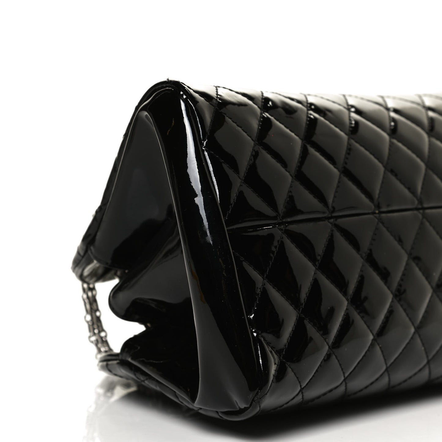 Patent Quilted Medium Just Mademoiselle Bowling Bag Black