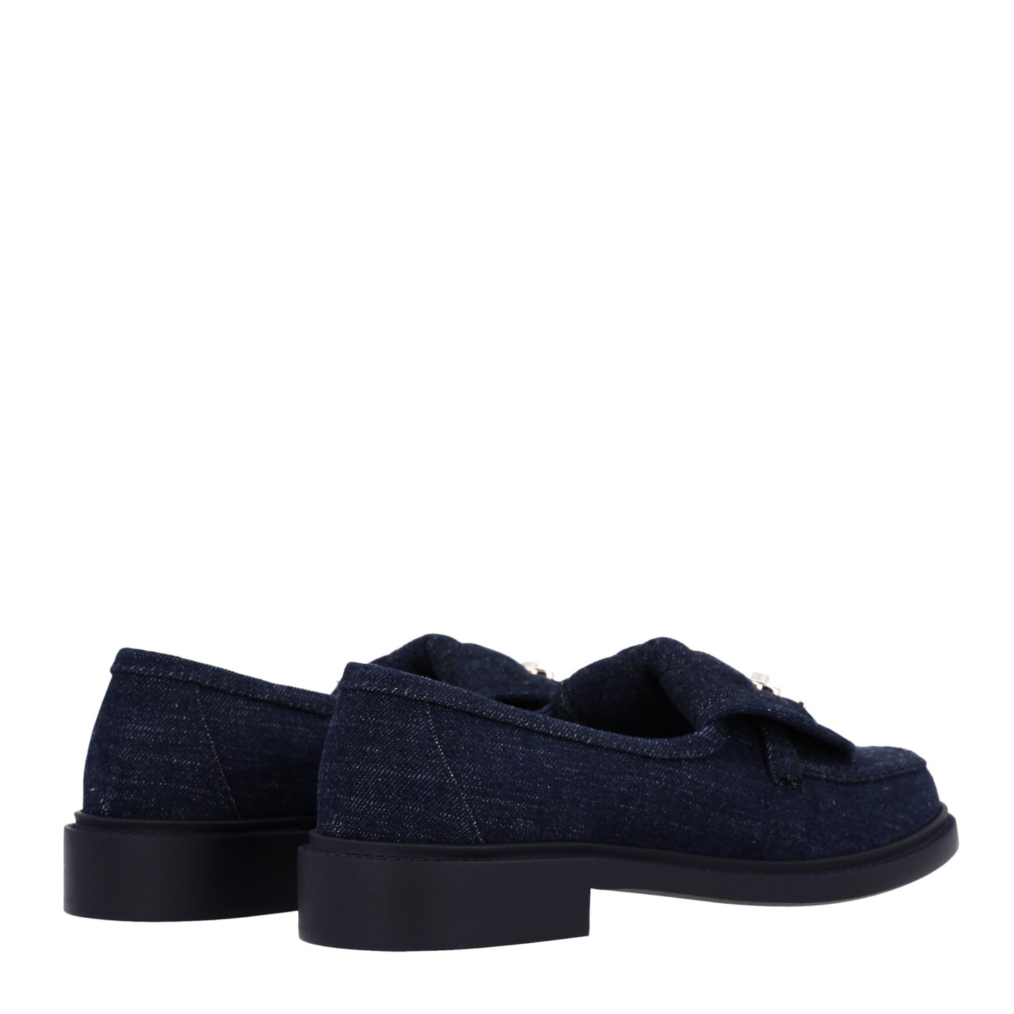 Denim CC Turnlock Loafers 39.5 Dark Blue