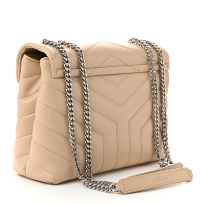 Saint Laurent Calfskin Y Quilted Monogram Small Loulou Chain Satchel Dark Beige 3 of 10