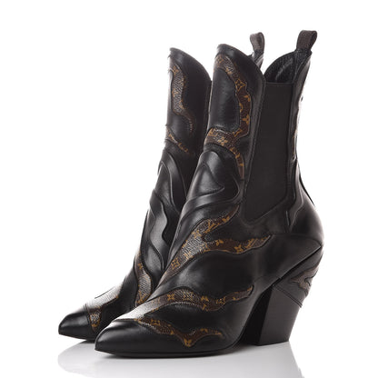 Louis Vuitton Calfskin Monogram Fireball Ankle Boots 36 Black 3 of 8