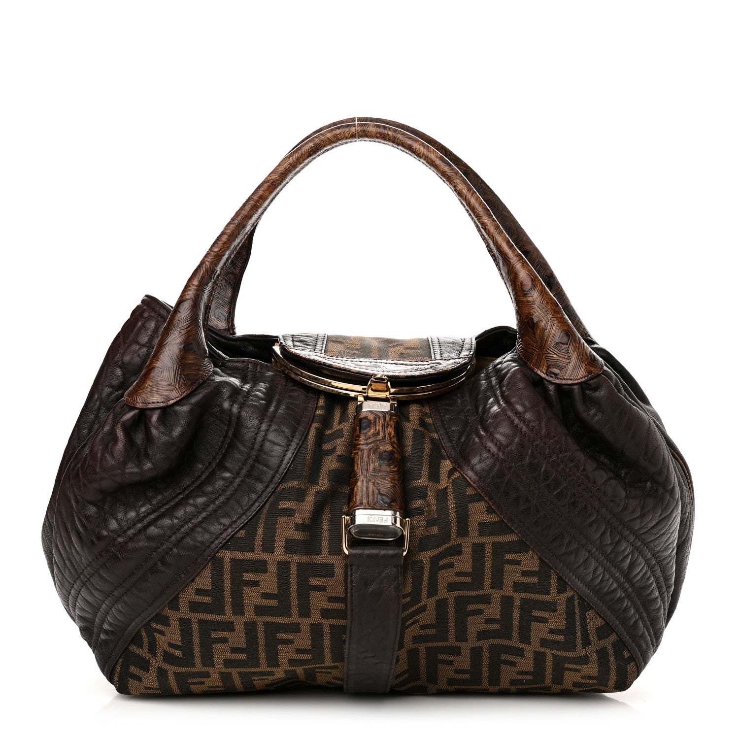 Fendi Zucca Nappa Nuvolata Vitello Tortuga Spy Tobacco Moro 1 of 11