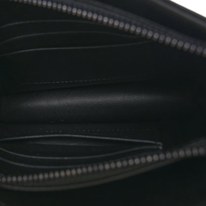 Christian Dior Calfskin Macrocannage Diamond Caro Zipped Pouch With Chain Black 6 of 11