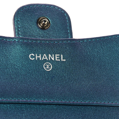 Chanel Metallic Lambskin Quilted Compact Flap Wallet Turquoise 7 of 15