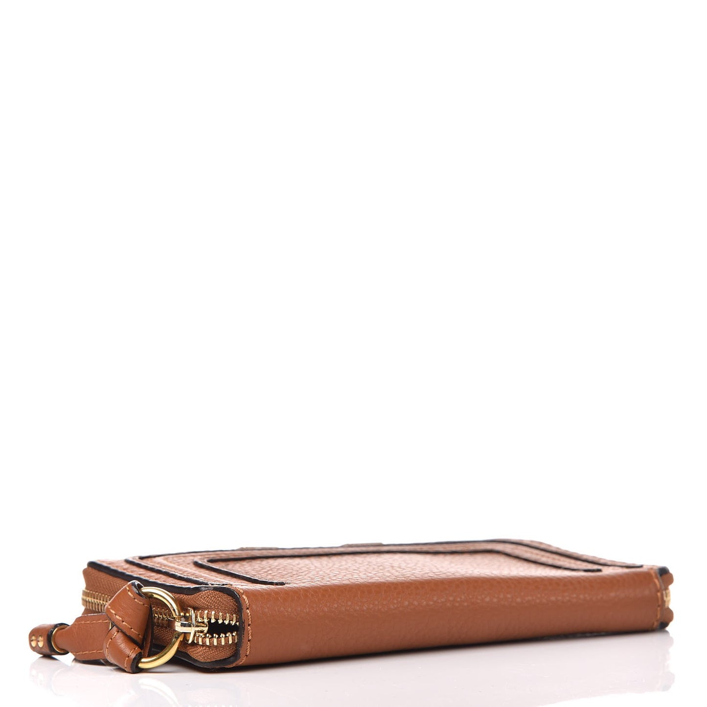 Grained Calfskin Marcie Long Zip Around Wallet Tan