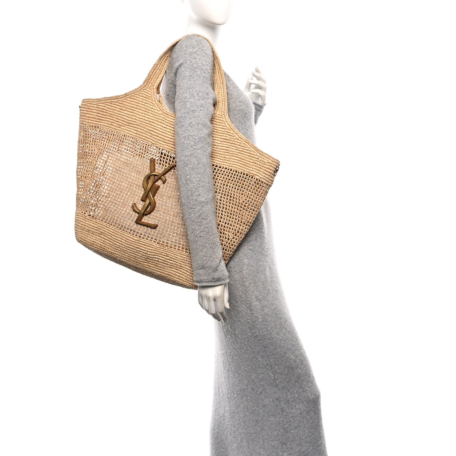 Saint Laurent Raffia Icare Shopping Tote Natural 2 of 10
