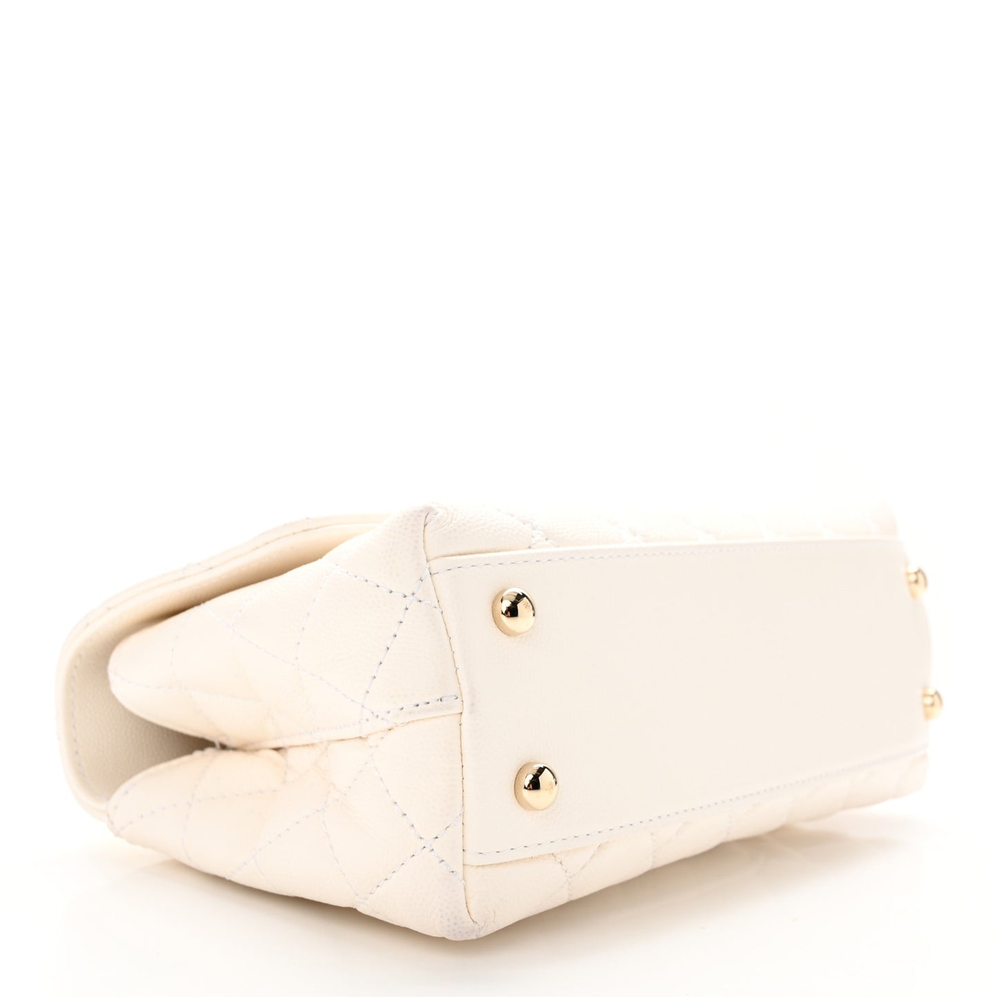 Caviar Quilted Mini Coco Handle Flap White