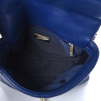Chanel Goatskin Quilted Medium 19 Flap Dark Blue 6 of 11