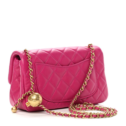 Chanel Lambskin Quilted Mini Rectangular Pearl Crush Flap Fuchsia 3 of 11
